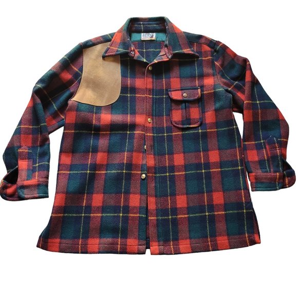 Pendleton Other - SOLD Excellent Vintage Lobo Pendleton Red Plaid Wool Jacket Rifle Patch Sz XL